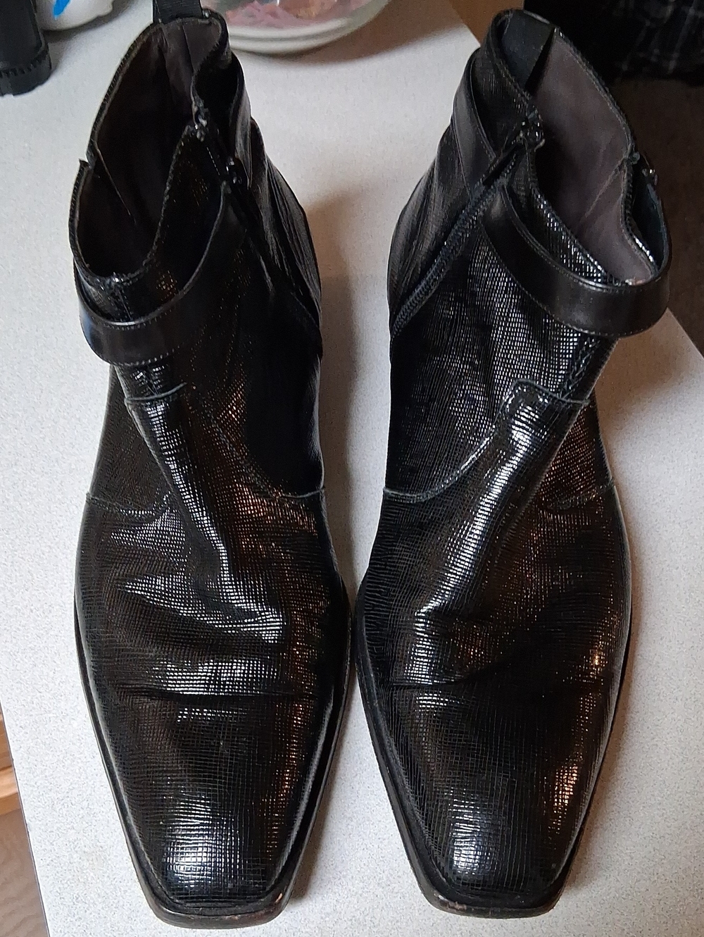 MENS MEZLAN LIVERPOOL BLK TEXTURED LEATHER BOOTS SIZE 10.5